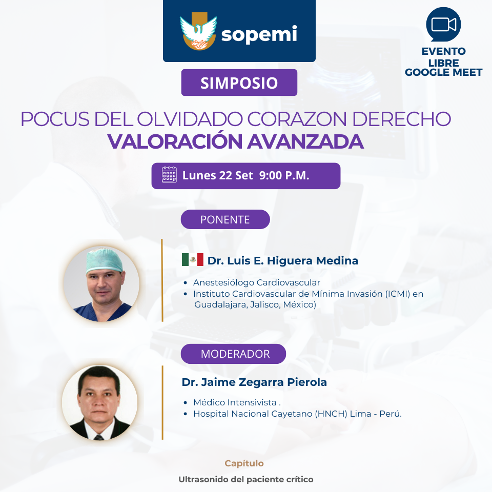 Flyer del Simposio POCUS del Corazón Derecho
