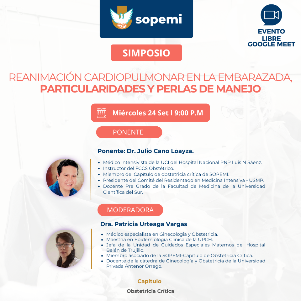 Flyer del Simposio Reanimación Cardiopulmonar en la Embarazada