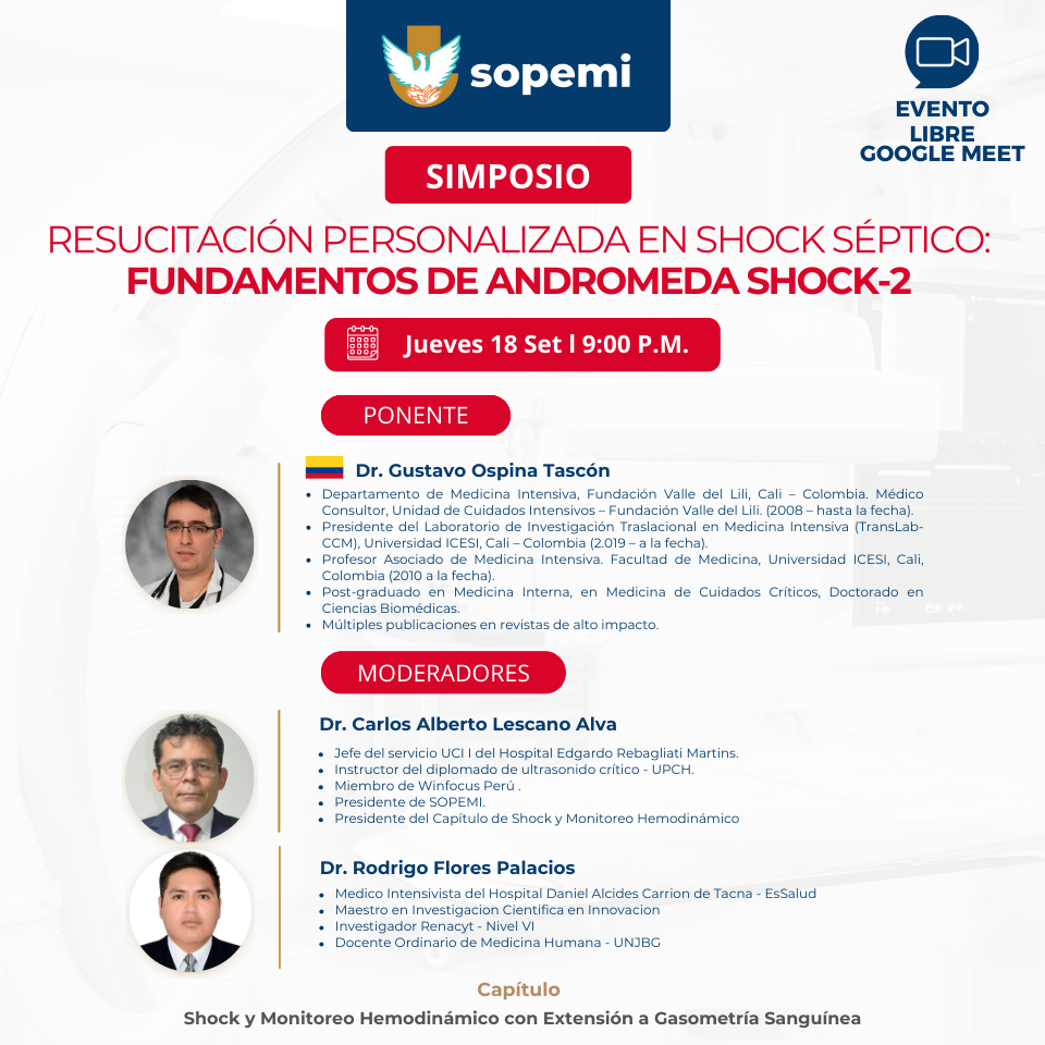 Flyer del Simposio Resucitación Personalizada en Shock Séptico