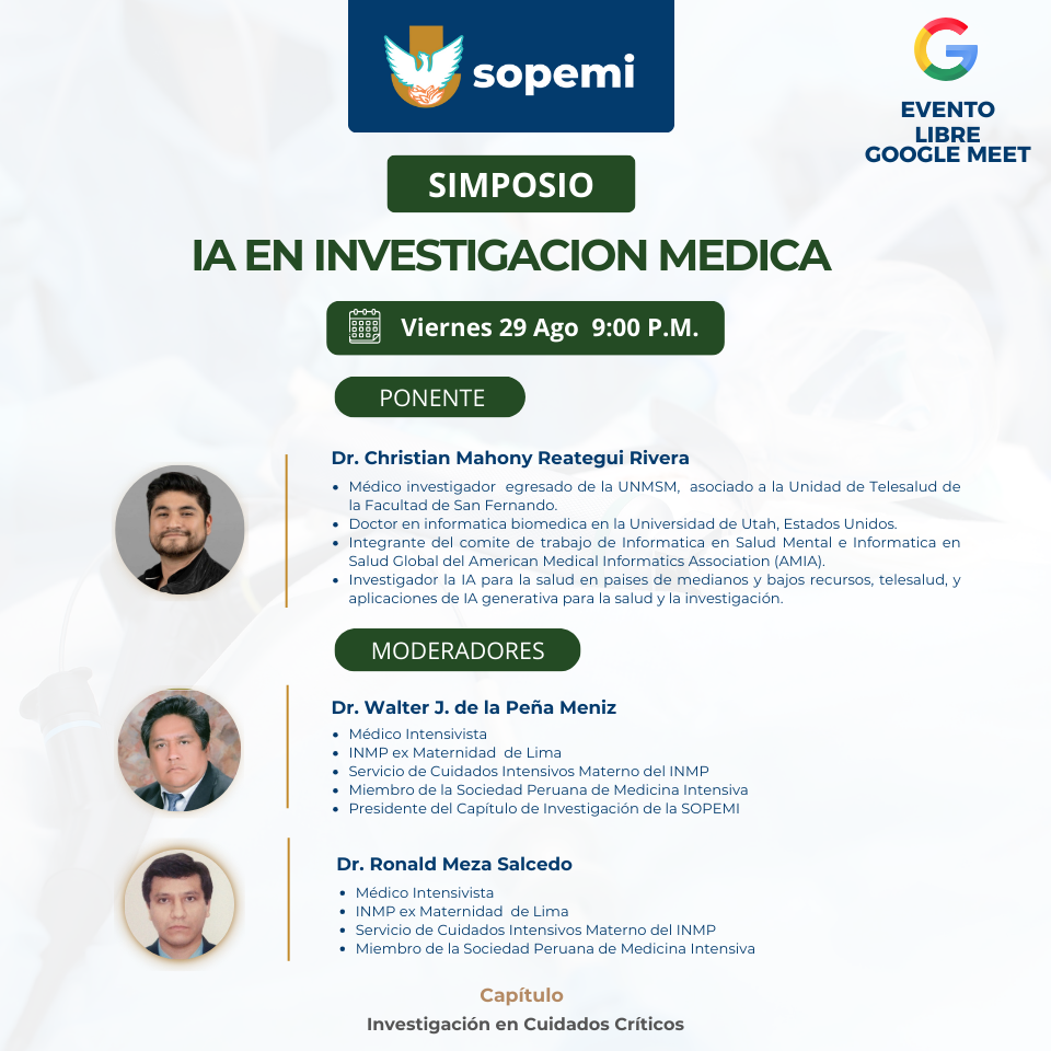 Flyer del Simposio IA en Investigación Médica
