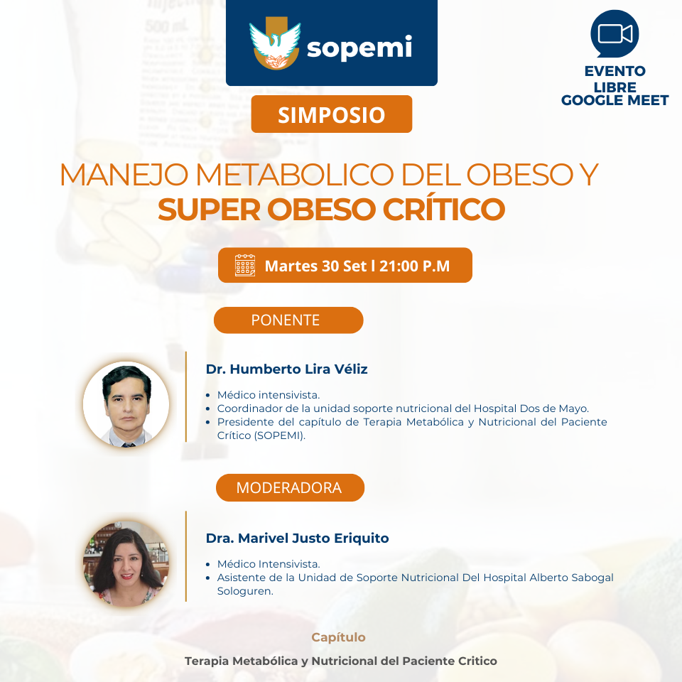 Flyer del Simposio Manejo Metabólico del Obeso y Super Obeso Crítico