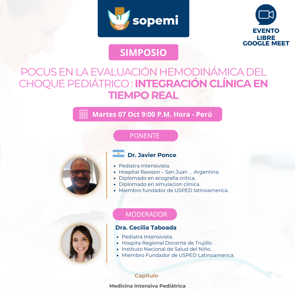 Flyer del Simposio sobre POCUS en Choque Pediátrico